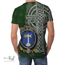 ScotsTee Shop Irish Martin Coat of Arms Irish Family Crest T Shirt Irish Shamrock Celtic Cross Green T Shirt
