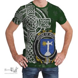 ScotsTee Shop Irish Martin Coat of Arms Irish Family Crest T Shirt Irish Shamrock Celtic Cross Green T Shirt