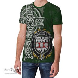ScotsTee Shop Irish Milward Coat of Arms Irish Family Crest T Shirt Irish Shamrock Celtic Cross Green T Shirt