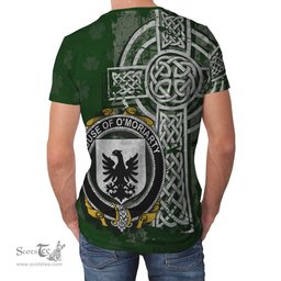 ScotsTee Shop Irish Moriarty or O'Moriarty Coat of Arms Irish Family Crest T Shirt Irish Shamrock Celtic Cross Green T Shirt