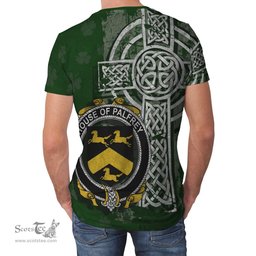 ScotsTee Shop Irish Palfrey Coat of Arms Irish Family Crest T Shirt Irish Shamrock Celtic Cross Green T Shirt