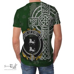 ScotsTee Shop Irish Neilan or O'Neylan Coat of Arms Irish Family Crest T Shirt Irish Shamrock Celtic Cross Green T Shirt