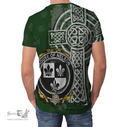 ScotsTee Shop Irish Nelson or Nealson Coat of Arms Irish Family Crest T Shirt Irish Shamrock Celtic Cross Green T Shirt