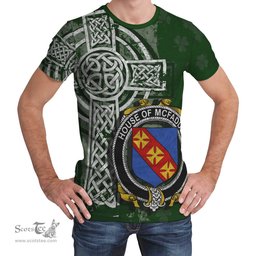 ScotsTee Shop Irish McFadden or McFadyen Coat of Arms Irish Family Crest T Shirt Irish Shamrock Celtic Cross Green T Shirt