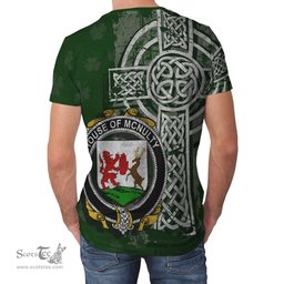 ScotsTee Shop Irish McNulty Coat of Arms Irish Family Crest T Shirt Irish Shamrock Celtic Cross Green T Shirt