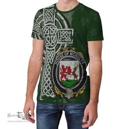 ScotsTee Shop Irish McNulty Coat of Arms Irish Family Crest T Shirt Irish Shamrock Celtic Cross Green T Shirt