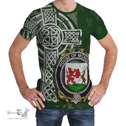 ScotsTee Shop Irish McNulty Coat of Arms Irish Family Crest T Shirt Irish Shamrock Celtic Cross Green T Shirt