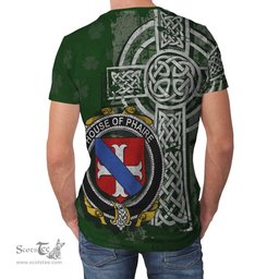 ScotsTee Shop Irish Phaire Coat of Arms Irish Family Crest T Shirt Irish Shamrock Celtic Cross Green T Shirt