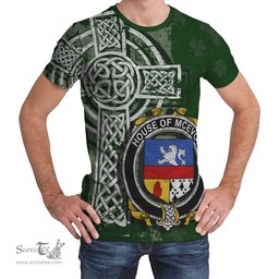 ScotsTee Shop Irish McEvoy or McKelvey Coat of Arms Irish Family Crest T Shirt Irish Shamrock Celtic Cross Green T Shirt