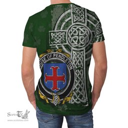 ScotsTee Shop Irish Pendleton Coat of Arms Irish Family Crest T Shirt Irish Shamrock Celtic Cross Green T Shirt