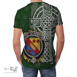 ScotsTee Shop Irish Penrose Coat of Arms Irish Family Crest T Shirt Irish Shamrock Celtic Cross Green T Shirt