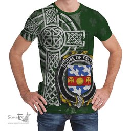 ScotsTee Shop Irish Palles Coat of Arms Irish Family Crest T Shirt Irish Shamrock Celtic Cross Green T Shirt