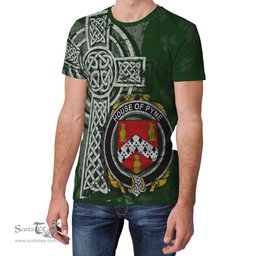 ScotsTee Shop Irish Pyne Coat of Arms Irish Family Crest T Shirt Irish Shamrock Celtic Cross Green T Shirt
