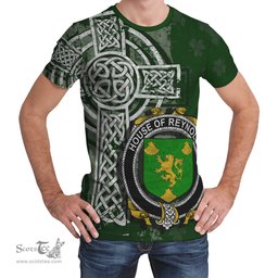 ScotsTee Shop Irish Reynolds or McRannell Coat of Arms Irish Family Crest T Shirt Irish Shamrock Celtic Cross Green T Shirt