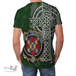 ScotsTee Shop Irish Prendergast Coat of Arms Irish Family Crest T Shirt Irish Shamrock Celtic Cross Green T Shirt