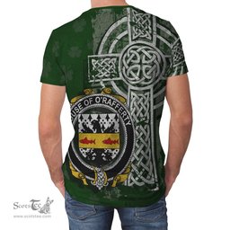 ScotsTee Shop Irish Rafferty or O'Rafferty Coat of Arms Irish Family Crest T Shirt Irish Shamrock Celtic Cross Green T Shirt