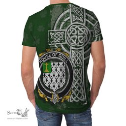 ScotsTee Shop Irish Quill Coat of Arms Irish Family Crest T Shirt Irish Shamrock Celtic Cross Green T Shirt