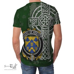 ScotsTee Shop Irish Reeves Coat of Arms Irish Family Crest T Shirt Irish Shamrock Celtic Cross Green T Shirt