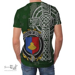 ScotsTee Shop Irish Winch Coat of Arms Irish Family Crest T Shirt Irish Shamrock Celtic Cross Green T Shirt