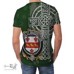 ScotsTee Shop Irish Waddington Coat of Arms Irish Family Crest T Shirt Irish Shamrock Celtic Cross Green T Shirt