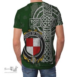 ScotsTee Shop Irish Tuite Coat of Arms Irish Family Crest T Shirt Irish Shamrock Celtic Cross Green T Shirt