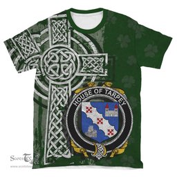 ScotsTee Shop Irish Tarpey Coat of Arms Irish Family Crest T Shirt Irish Shamrock Celtic Cross Green T Shirt