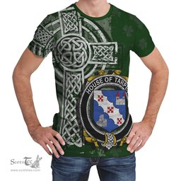ScotsTee Shop Irish Tarpey Coat of Arms Irish Family Crest T Shirt Irish Shamrock Celtic Cross Green T Shirt