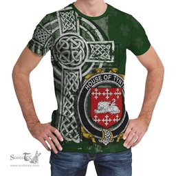 ScotsTee Shop Irish Tynte Coat of Arms Irish Family Crest T Shirt Irish Shamrock Celtic Cross Green T Shirt