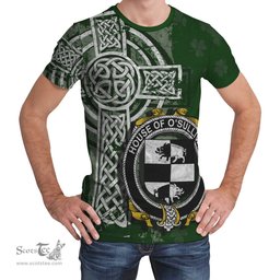 ScotsTee Shop Irish Sullivan or O'Sullivan (Beare) Coat of Arms Irish Family Crest T Shirt Irish Shamrock Celtic Cross Green T Shirt
