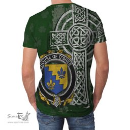 ScotsTee Shop Irish Shea or O'Shee Coat of Arms Irish Family Crest T Shirt Irish Shamrock Celtic Cross Green T Shirt