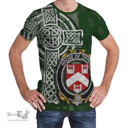 ScotsTee Shop Irish Tipper Coat of Arms Irish Family Crest T Shirt Irish Shamrock Celtic Cross Green T Shirt