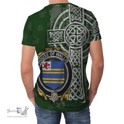 ScotsTee Shop Irish Wallis Coat of Arms Irish Family Crest T Shirt Irish Shamrock Celtic Cross Green T Shirt