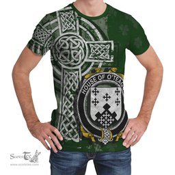 ScotsTee Shop Irish Tighe or O'Teague Coat of Arms Irish Family Crest T Shirt Irish Shamrock Celtic Cross Green T Shirt
