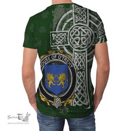 ScotsTee Shop Irish Trehy or O'Trehy Coat of Arms Irish Family Crest T Shirt Irish Shamrock Celtic Cross Green T Shirt