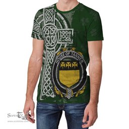ScotsTee Shop Irish Tanner Coat of Arms Irish Family Crest T Shirt Irish Shamrock Celtic Cross Green T Shirt