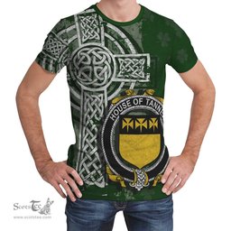 ScotsTee Shop Irish Tanner Coat of Arms Irish Family Crest T Shirt Irish Shamrock Celtic Cross Green T Shirt