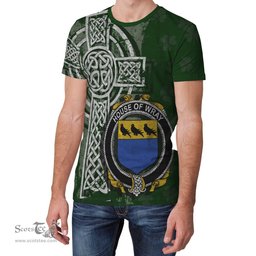 ScotsTee Shop Irish Wray Coat of Arms Irish Family Crest T Shirt Irish Shamrock Celtic Cross Green T Shirt