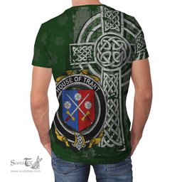 ScotsTee Shop Irish Trant or Trent Coat of Arms Irish Family Crest T Shirt Irish Shamrock Celtic Cross Green T Shirt