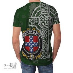 ScotsTee Shop Irish Taaffe Coat of Arms Irish Family Crest T Shirt Irish Shamrock Celtic Cross Green T Shirt