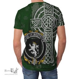 ScotsTee Shop Irish Westropp Coat of Arms Irish Family Crest T Shirt Irish Shamrock Celtic Cross Green T Shirt