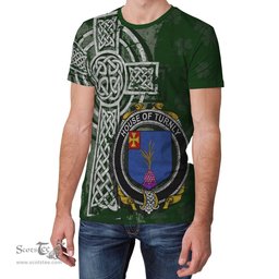 ScotsTee Shop Irish Turnly Coat of Arms Irish Family Crest T Shirt Irish Shamrock Celtic Cross Green T Shirt