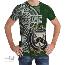 ScotsTee Shop Irish Tallis Coat of Arms Irish Family Crest T Shirt Irish Shamrock Celtic Cross Green T Shirt