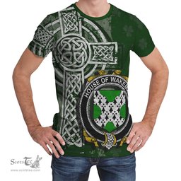 ScotsTee Shop Irish Wakeman Coat of Arms Irish Family Crest T Shirt Irish Shamrock Celtic Cross Green T Shirt