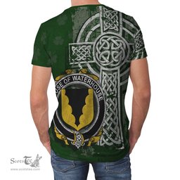 ScotsTee Shop Irish Waterhouse Coat of Arms Irish Family Crest T Shirt Irish Shamrock Celtic Cross Green T Shirt