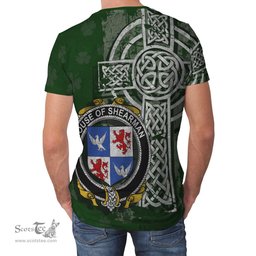 ScotsTee Shop Irish Shearman Coat of Arms Irish Family Crest T Shirt Irish Shamrock Celtic Cross Green T Shirt