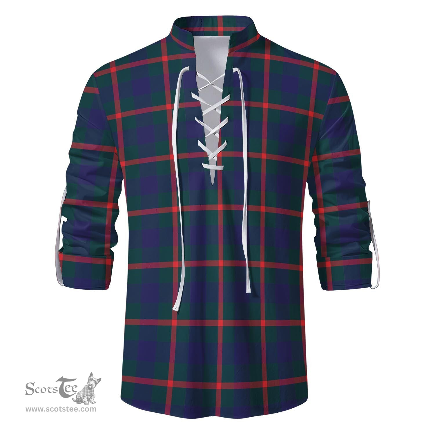 ScotsTee Shop Scottish Agnew Modern Clan Tartan Mens Scottish Jacobite Ghillie Casual Shirt