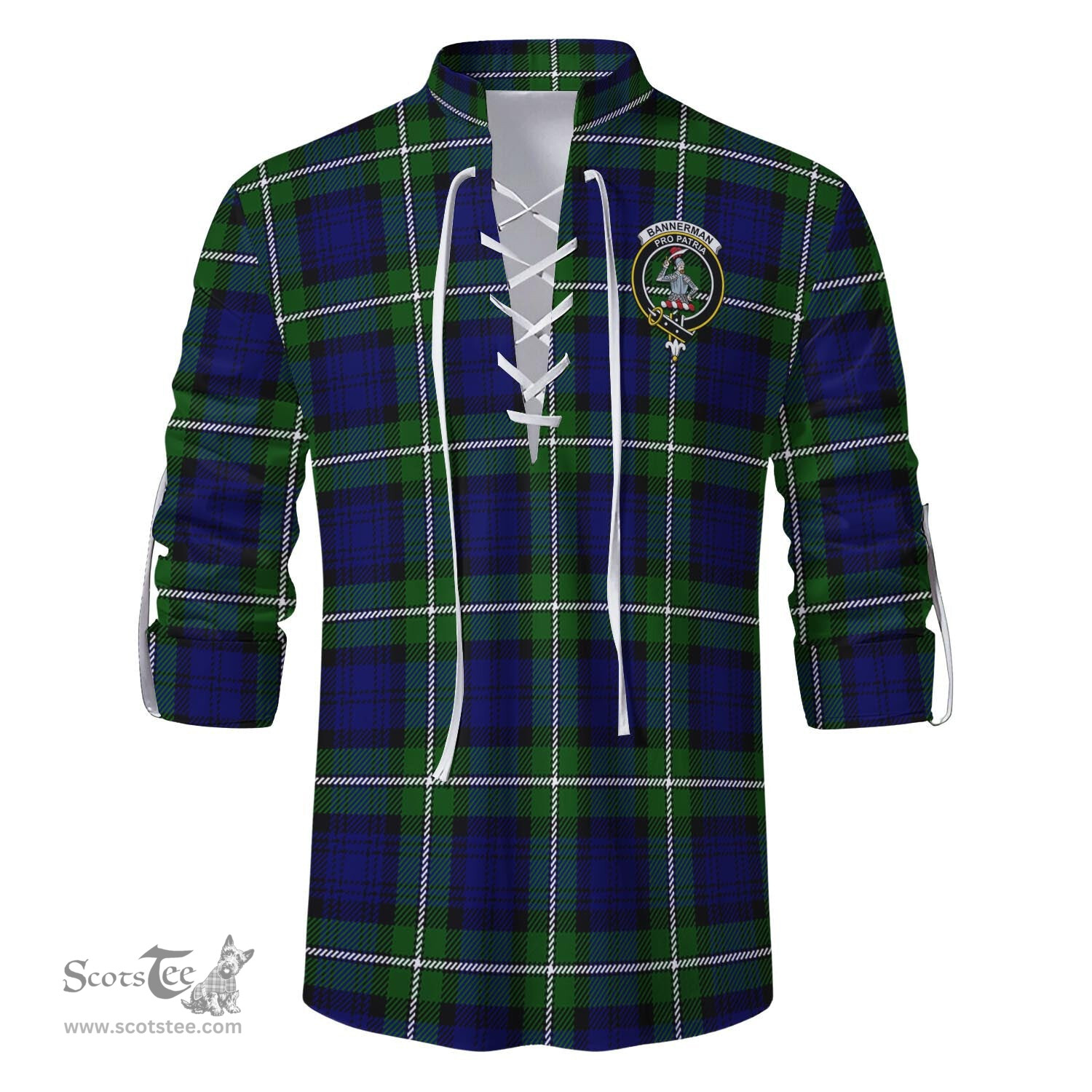 ScotsTee Shop Scottish Bannerman Clan Crest Tartan Mens Scottish Jacobite Ghillie Casual Shirt