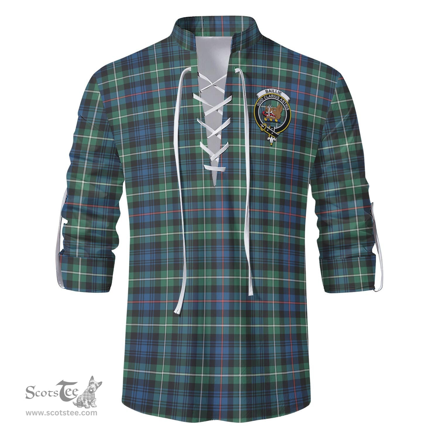 ScotsTee Shop Scottish Baillie Ancient Clan Crest Tartan Mens Scottish Jacobite Ghillie Casual Shirt
