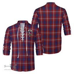 ScotsTee Shop Scottish Ainslie Clan Crest Tartan Mens Scottish Jacobite Ghillie Casual Shirt