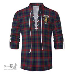 ScotsTee Shop Scottish Allison Red Clan Crest Tartan Mens Scottish Jacobite Ghillie Casual Shirt